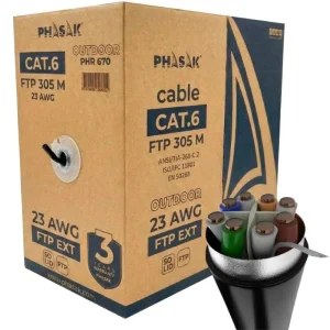 Phasak PHR 670 Cat.6 / 305m / Cinzento Escuro Bobina de Cabo FTP RJ45