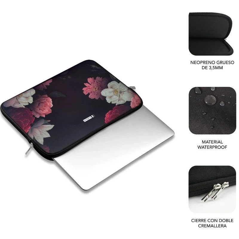 Subblim Trendy Sleeve Neo Flowers para Computadores Portáteis Até 14". - Image 3