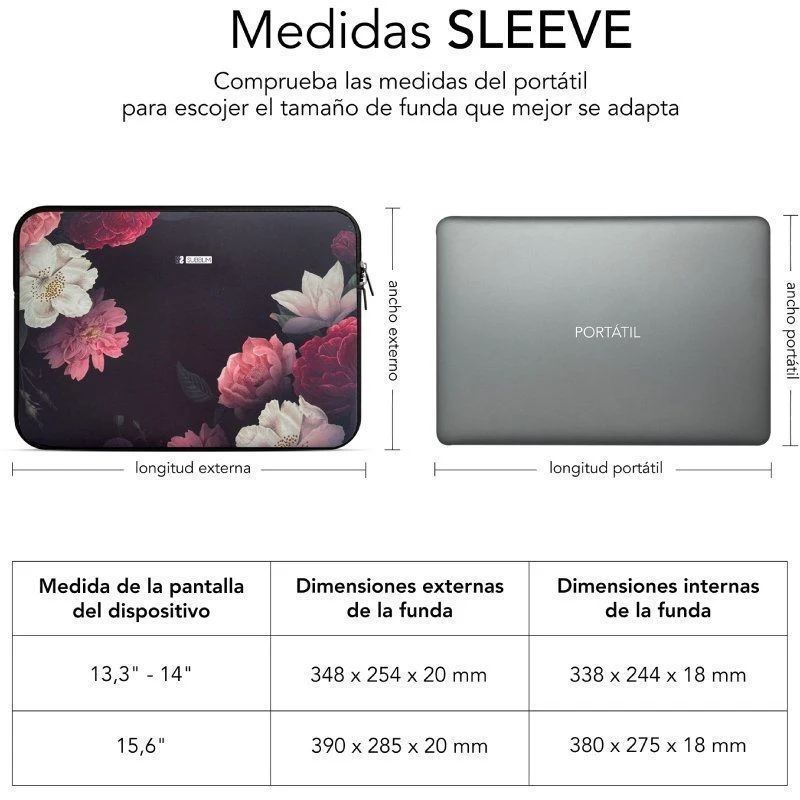 Subblim Trendy Sleeve Neo Flowers para Computadores Portáteis Até 14". - Image 5