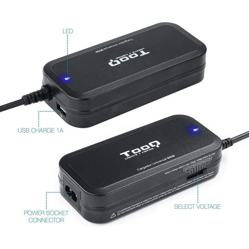 Carregador para Computador Portátil Tooq Tqlc-90bs02m / 90W / Manual / 12 Conectores / Tensão 15-24… - Image 4
