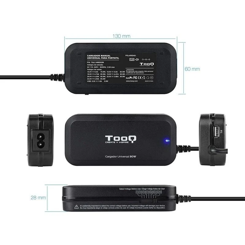 Carregador para Computador Portátil Tooq Tqlc-90bs02m / 90W / Manual / 12 Conectores / Tensão 15-24… - Image 5