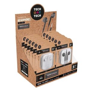 Tech One Tech Eartech TEC1003 Displays para Auscultadores / com Microfone / Tomada 3,5 / Inclui 6 A…