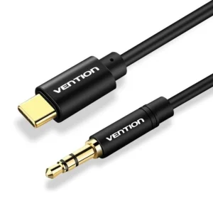 Cabo Conversor de Áudio Vention BGABF / USB Tipo C Macho - Jack 3,5 Macho / 1m / Preto