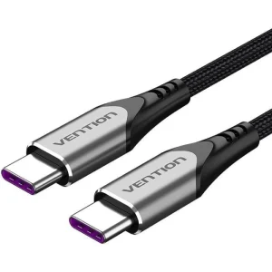 USB 2.0 Tipo C 5A 100W Vention TAEHH / USB Tipo C Macho - USB Tipo C Macho / Até 100W / 480mbps / 2…