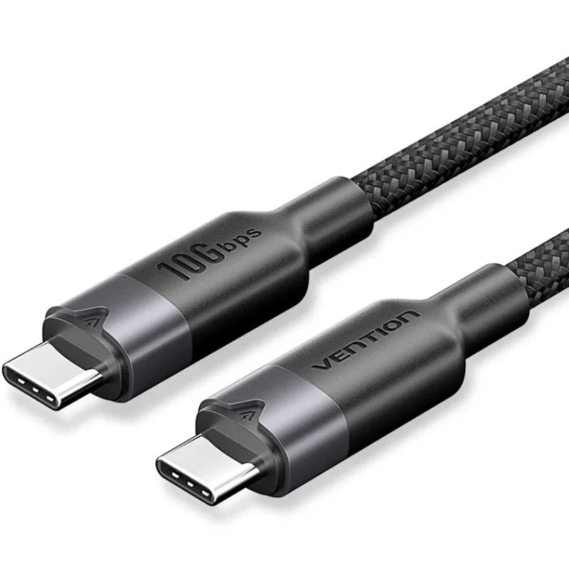 USB 3.2 Type-c 5A Vention TRGBF / USB Type-c Macho - USB Type-c Macho / Até 100W / 10gbps / 1m / Pr…